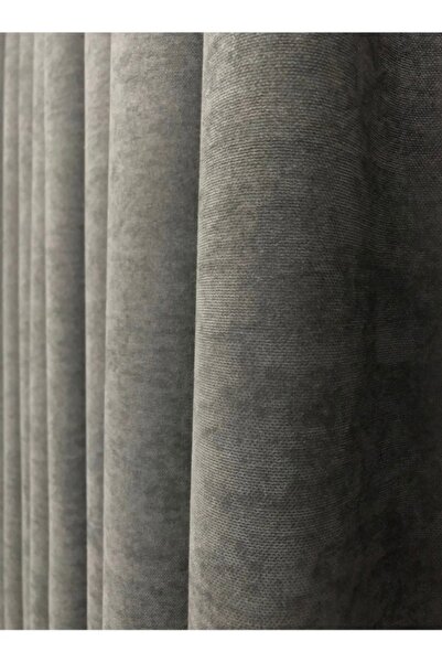 CY HOME Antrasit Fon Perde 1/3 Sık Pile (TEK KANAT)