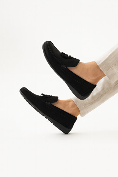 Safari Ayakkabı Mocasini Lisona pentru bărbați, cu ciucuri, din piele naturală, din piele intoarsa