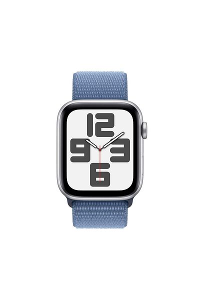 Apple Watch SE GPS 44mm Silver Aluminium Case with Winter Blue Sport Loop