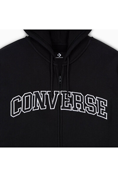 Converse Classic Erkek Fermuarlı Siyah Hoodie