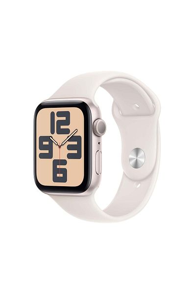Apple ساعة SE GPS مقاس 40 مم بهيكل من الألومنيوم Starlight مع حزام Starlight الرياضي - مقاس صغير/متوسط