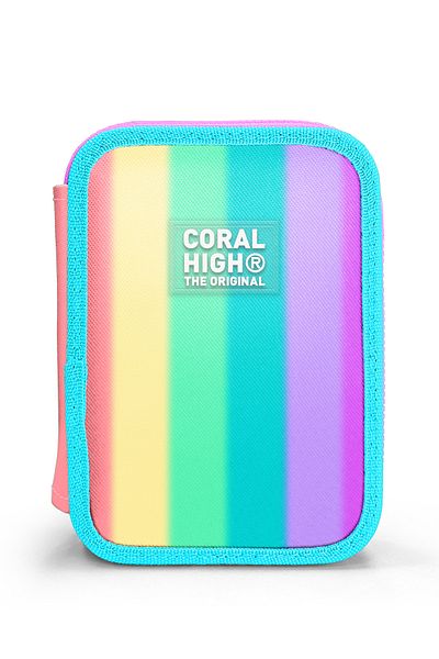 Coral High أكياس قلم رصاص مخططة ملونة بطبقة مزدوجة 11130