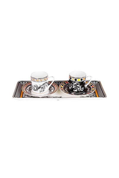 Lucky Art Margery Bone 2Lı Tepsılı Kahve Fıncan Setı