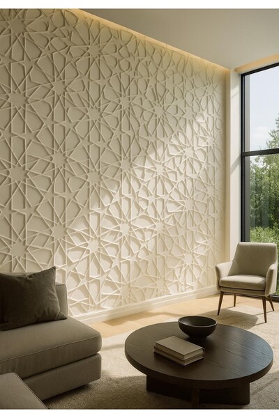 Duvarım 3 Boyutlu Boyanabilir PVC Duvar Paneli Selçuklu (50-50 cm 4 adet-1 metrekare)