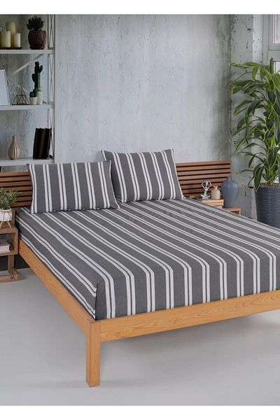 Totem Strip Patterned Ranforce Fitted Sheet Set