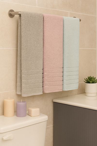 Bonny Home Line 3-Piece Bath Towel Set – 3 Pieces 100X150 cm 100% Cotton, Soft Textured, Striped Patterned Towels