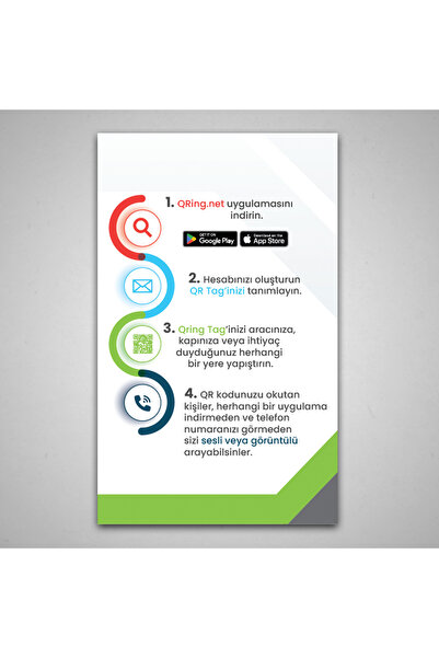 QRİNG.NET Araç İçin QR Tag (SILVER PAKET) - Akıllı QR Arama Etiketi (Telefon Numarasız Arama) (1 YIL)