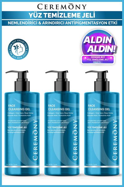 Ceremony Moisturizing & Purifying & Antipigmentation Facial Cleansing Gel 400 ml X 3 Pieces