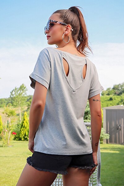 citystyle Γκρι λαιμόκοψη με λεπτομέρεια πλάτης κοντομάνικο S