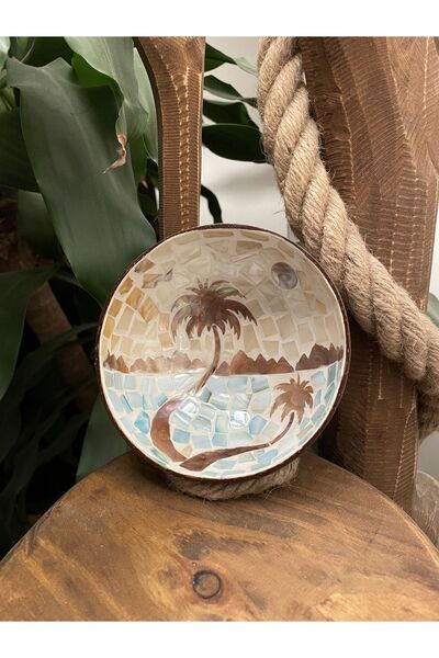Coconut Products Island Design Mother of Pearl Coated Coconut Bowl & Base - Coconut Bowl