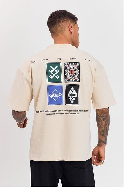 İLKCET MODA Back Embroidery Patterned Unisex Oversize Tshirt