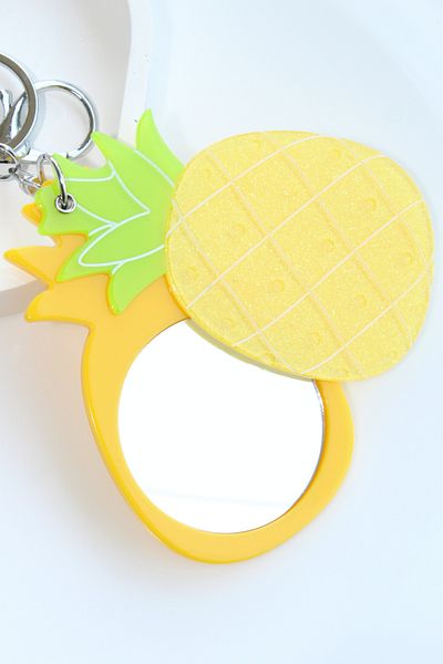 Leo'Stone Pineapple Design Fruit Model Mirrored Women's Bag Charm and Keychain
