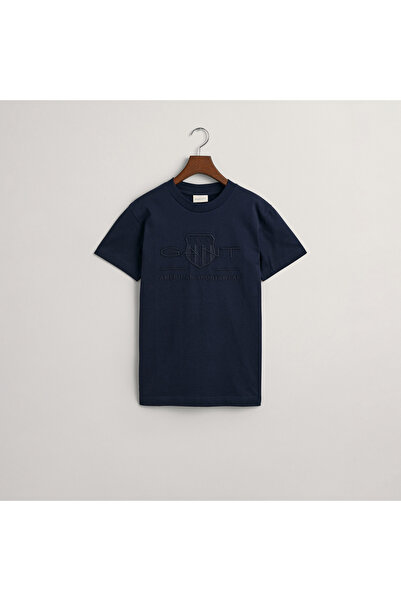 Gant Erkek Lacivert Regular Fit Bisiklet Yaka Logolu T-Shirt