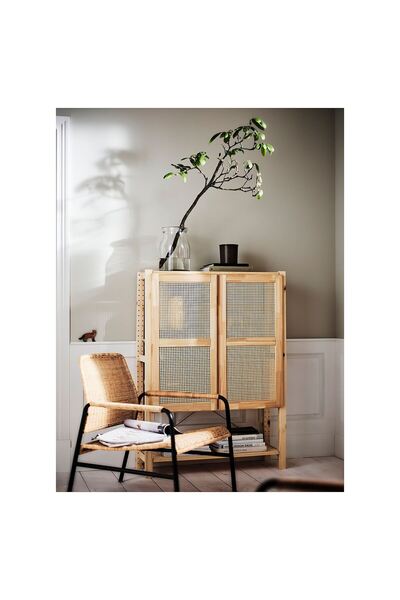 IKEA Shelf Unit with Doors 89X30X124 cm Solid Pine Wood