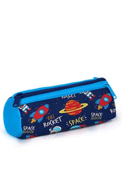 Coral High Kids Navy Blue Space Patterned Three Compartment Pencil Bag 22320