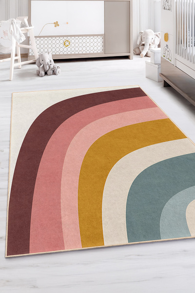 Realhomes Canlı Renklerde Arkadaşlık Temalı Çocuk Odası Yıkanabilir Kaymaz Ta...