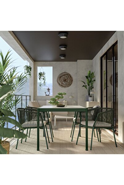 IKEA yemek masası, koyu yeşil-açık gri, 91x147 cm