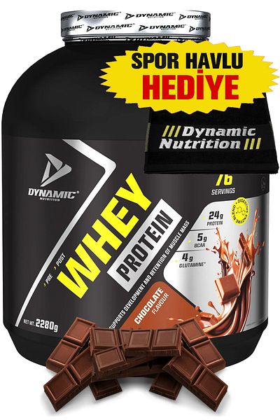 Dynamic Nutrition Gift Whey Protein Powder - 2280 g - 76 Servings - Chocolate - with Digestive Enzymes - 24g High Protein