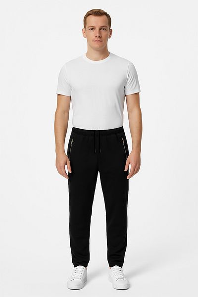 Cottonland Мъжки Modena Classic Normal Талия Пролетни Памучни Спортни Панталони Черни