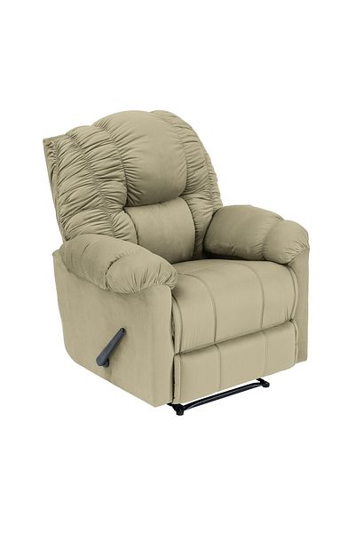 BACK COMFORT Velvet Rocking & Rotating Recliner Chair - Dark Ivory - ComfyChair