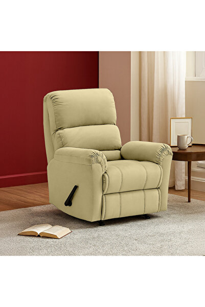 BACK COMFORT كرسي استرخاء كلاسيكي مخملي - عاجي داكن - تشيل سيت