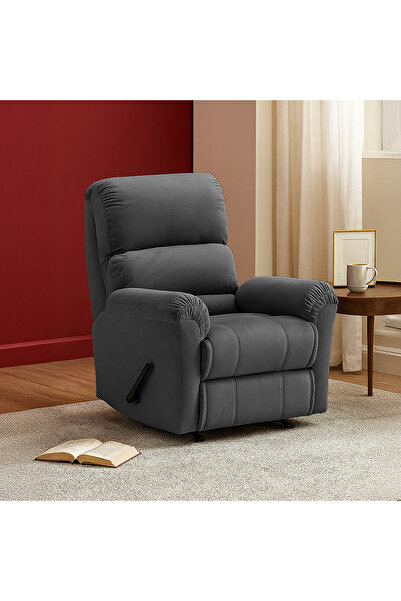 BACK COMFORT Velvet Classic Recliner Chair - Dark Grey - ChillSeat