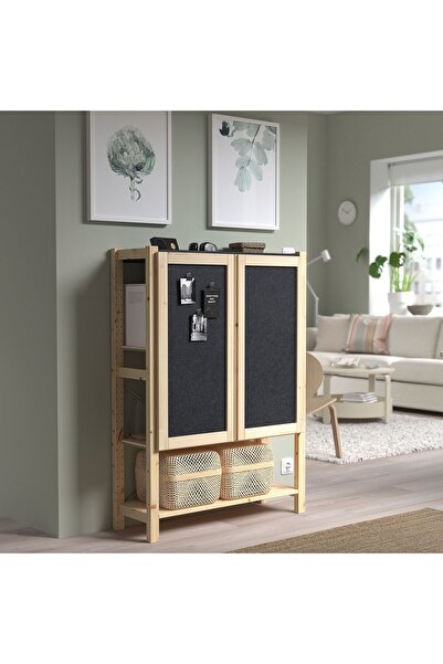 IKEA kapaklı raf ünitesi 89x30x124 cm  masif çam ağacı