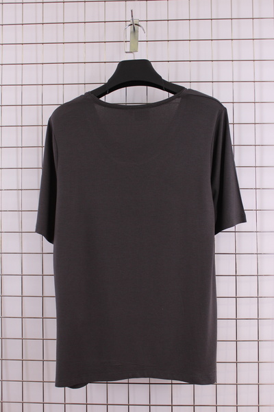 YXL COLLECTION Women's Plus Size Lycra Crew Neck Stone Print Short Sleeve Mom T-Shirt Blouse - Gray