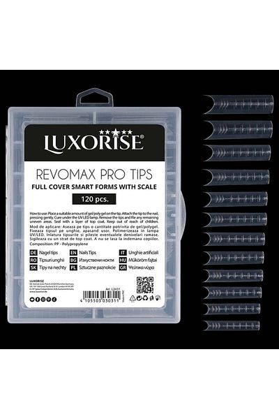 LUXORISE REVOMAX PRO TIPS Vârfuri reutilizabile pentru Polygel și gel, 120 buc