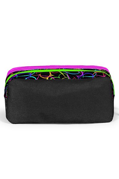 Coral High Multicolored Heart Patterned Two Compartment Pencil Bag 22145
