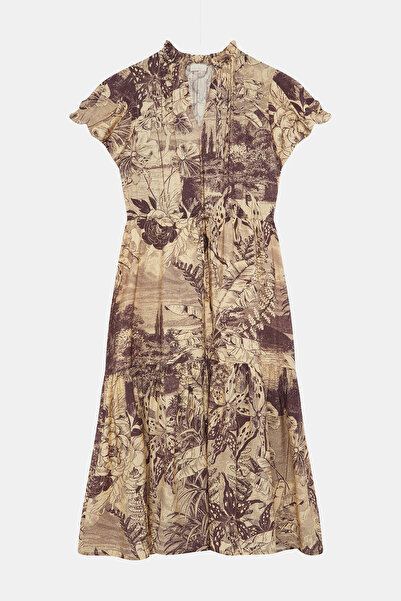 W Collection MÜRDÜM DESENLİ VİSKON ELBİSE