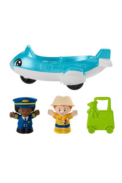 Little People Fisher-Price Little People Eğlenceli Havaalanı, uçak ve 3 aksesuar, bebekler için oyun seti HTJ26