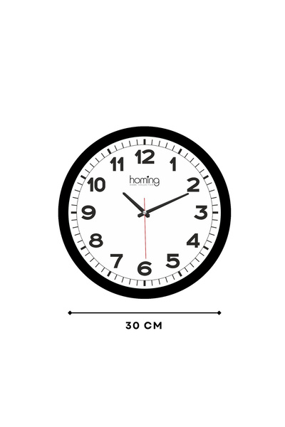 HOMİNG Nero Black Framed Modern Clock 30 cm 242100