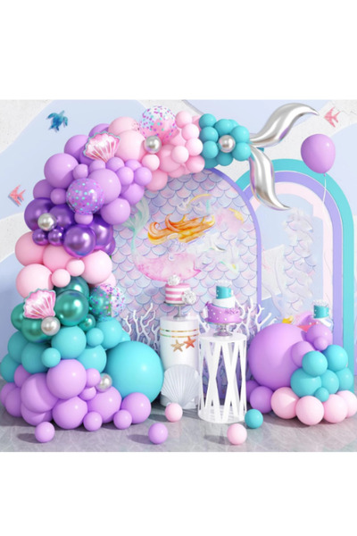 parti kral Deniz Kızı Balon Zinciri Parti Seti (FULL DOLGUN SET) (BALON ZİNCİ...