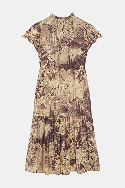 W Collection MÜRDÜM DESENLİ VİSKON ELBİSE