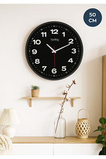 HOMİNG Nord Siyah Modern Büyük Boy Saat 50 cm