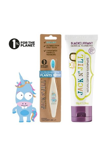 Jack N'Jill Baby/Child Toothbrushing Set (Unicorn + Currant Flavored Toothpaste 50g)