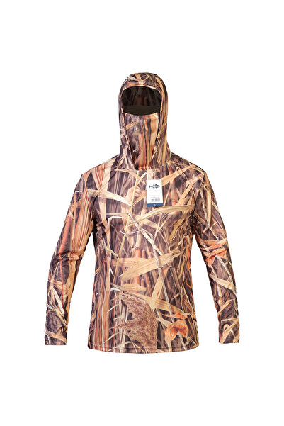 dkmoutdoor Orkw Kapüşonlu Sazlık Desenli Uzun Kollu Avcı Ve Doğa Sporları Uv Korumalı Su Iticili T-shirt