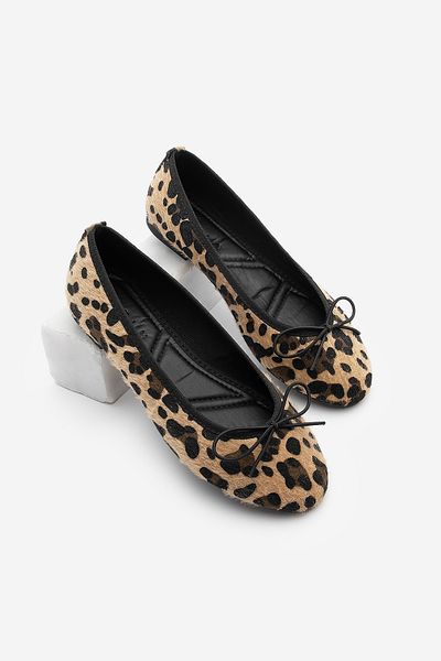 Marjin Damen Täglich Ballerinas Runde Nase Ballerinas Ballerinas Adusa Leopard