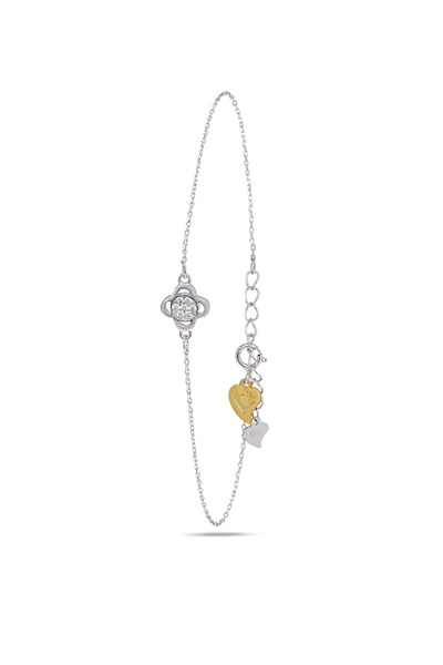 Brezza Lusso Jewelry Luck Serisi Swarovski Taşlı Minimal Yonca Kadın Gümüş Bi...