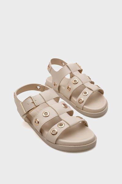 Capone Outfitters Valene Flat Heel Gladiator Women's Sandals with Metal Accessories