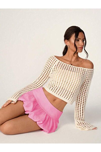 BAİA COLLECTION Düşük Bel-pembe Mini Şortlu Balon Etek