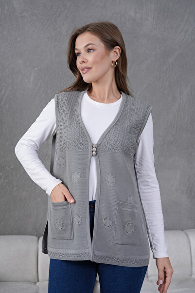 Lamierra Knitwear Openwork Mercerized Vest