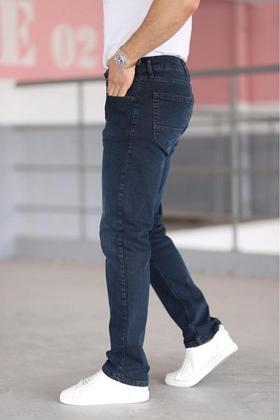 Bürke Premium pentru bărbați, culoare bleumarin închis, croială normală, croială confortabilă, blugi din denim lycra, pantaloni de blugi