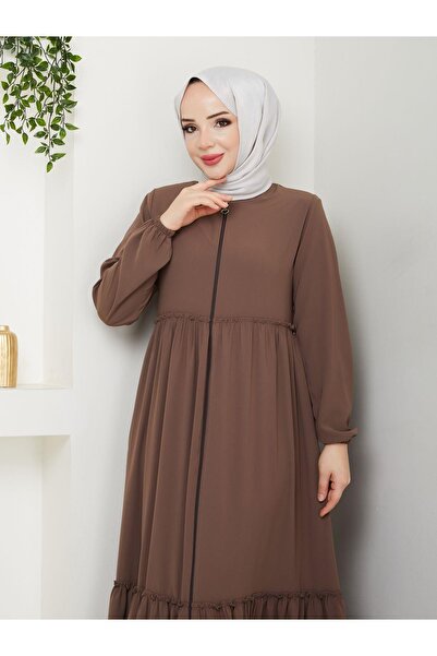 MODA Gündelik Hac Ve Umrelik Büzgülü Ferace -sütlükahverengi
