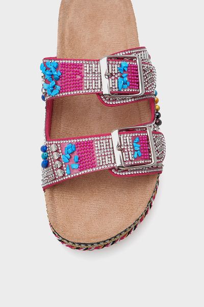 Capone Outfitters Alyson Stone Buckle Flat Heel Women's Slippers