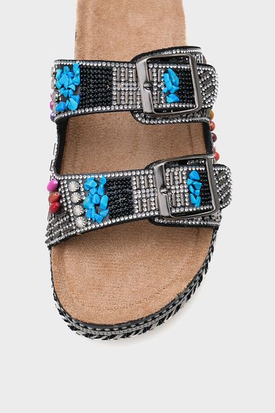 Capone Outfitters Alyson Stone Buckle Flat Heel Women's Slippers