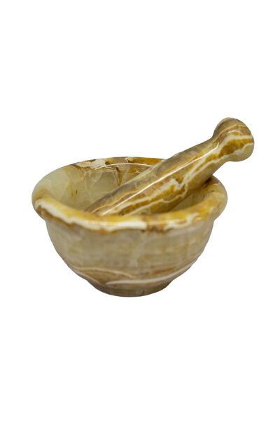 mutfak " Için Büyük Boy Doğal Oniks Taş Havan - Damarlı Akik Desenli, Şık Ve Dayanıklı"