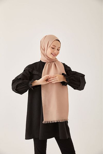 FRESCO SCARFS حجاب نسائي من القطن الحريري من قماش الجاكار بنمط مخطط شال *منك