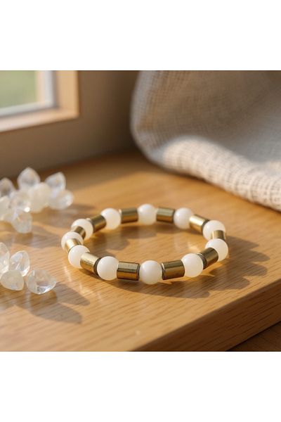 SUMRA Moonstone and Hematite Natural Stone Bracelet Spf-A-018